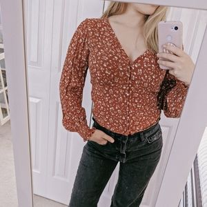 ✨floral button up blouse
